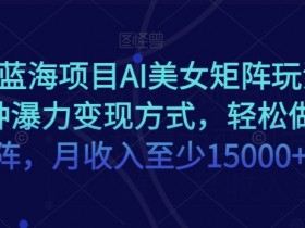 超级蓝海项目AI美女矩阵玩法，多种瀑力变现方式，轻松做矩阵，月收入至少15000+【揭秘】