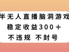 半无人直播脑洞小游戏，每天收入300+，保姆式教学小白轻松上手【揭秘】