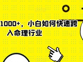 玄学狂撸1000+，小白如何快速跨入命理行业【揭秘】