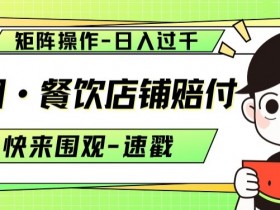 美团·餐饮店铺赔付，矩阵操作，日入过千【仅揭秘】