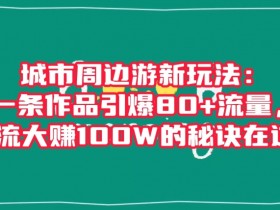 城市周边游新玩法：一条作品引爆80+流量，引流大赚100W的秘诀在这里【揭秘】