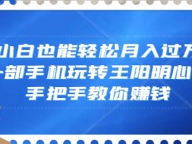 小白也能轻松月入过万，一部手机玩转王阳明心学，手把手教你赚钱【揭秘】
