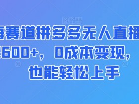蓝海赛道拼多多无人直播，日入2600+，0成本变现，小白也能轻松上手【揭秘】