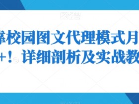 如何靠校园图文代理模式月入8000+！详细剖析及实战教学【揭秘】