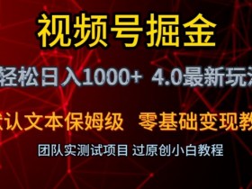 视频号掘金轻松日入1000+4.0最新保姆级玩法零基础变现教程【揭秘】