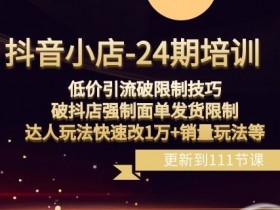 抖音小店-24期：低价引流破限制技巧，破抖店强制面单发货限制，达人玩法快速改1万+销量玩法等
