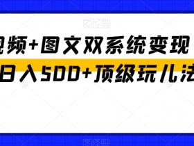 中视频+图文双系统变现，Ai日入500+顶级玩儿法