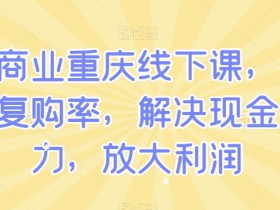 私域商业重庆线下课，有效提升复购率，解决现金流压力，放大利润