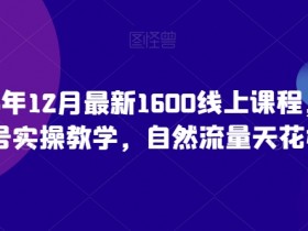 猴帝23年12月最新1600线上课程，0粉起号实操教学，自然流量天花板