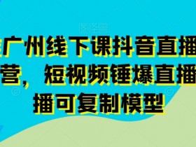 11月底广州线下课抖音直播模型落地特训营，短视频锤爆直播间的平播可复制模型