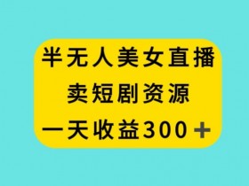 半无人美女直播，卖短剧资源，一天收益300+【揭秘】