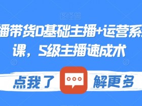 最新直播带货0基础主播+运营系统实操课，S级主播速成术