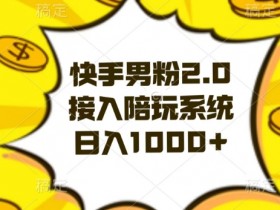 快手男粉2.0玩法，接入陪玩系统，日入躺赚1000+【揭秘】