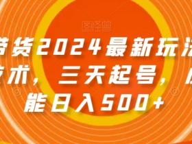 图文带货2024最新玩法，破播放技术，三天起号，小白也能日入500+【揭秘】