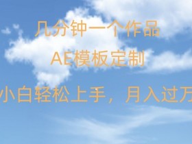 靠AE软件定制模板简单日入500+，多重渠道变现，各种模板均可定制，小白也可轻松上手【揭秘】