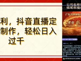 年底风口项目，定制视频直播变现，日入1000加，会打字就行【揭秘】