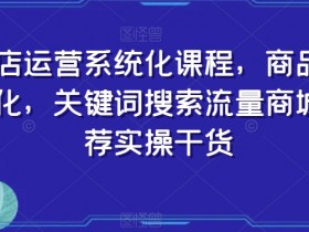 抖店运营系统化课程，商品卡优化，关键词搜索流量商城推荐实操干货