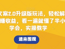 搞怪文案2.0升级版玩法，轻松解压0成本赚收益，看一遍就懂了半小时学会，实操教学【揭秘】