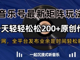 音乐号最新矩阵玩法，一天轻轻松松200+原创作品【揭秘】