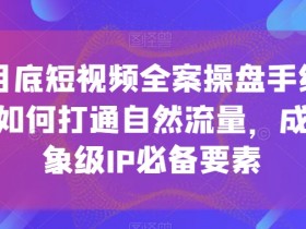 12月底短视频全案操盘手线下课，如何打通自然流量，成为想象级IP必备要素