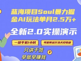Soul怎么做到单月变现25000+全新2.0AI掘金玩法全程实操演示小白好上手【揭秘】