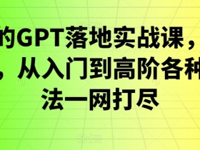 浩哥的GPT落地实战课，主攻GPT，从入门到高阶各种高端法一网打尽