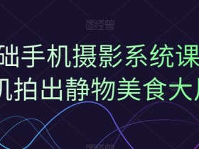 0基础手机摄影系统课，手机拍出静物美食大片
