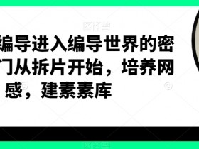 短视频编导进入编导世界的密钥，入门从拆片开始，培养网感，建素素库