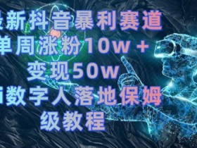 最新抖音暴利赛道，单周涨粉10w＋变现50w的ai数字人落地保姆级教程【揭秘】