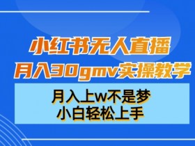 小红书无人直播月入30gmv实操教学，月入上w不是梦，小白轻松上手【揭秘】