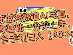 新蓝海赛道AI写真，零基础一分钟上手，一台手机日入300+【揭秘】