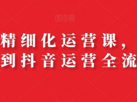 抖店精细化运营课，从开店到抖音运营全流程