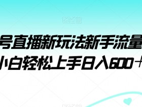 视频号直播新玩法新手流量扶持小白轻松上手日入600＋【揭秘】