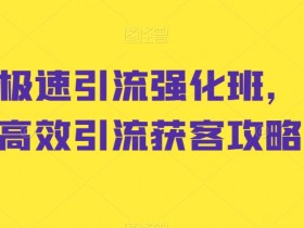 小红书极速引流强化班，小红书高效引流获客攻略