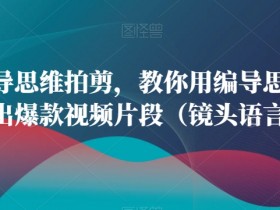 用编导思维拍剪，教你用编导思维拍剪出爆款视频片段（镜头语言）