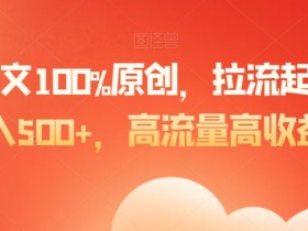 爆款图文100%原创，拉流起号，日入500+，高流量高收益【揭秘】