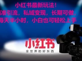 小红书最新玩法！精准引流，私域变现，长期可做，每天半小时，小白也可轻松上手【揭秘】