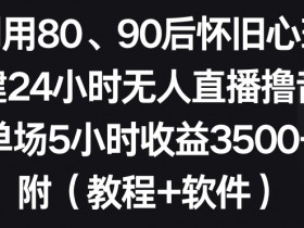 利用80、90后怀旧心理，搭建24小时无人直播撸音浪，单场5小时收益3500+（教程+软件）【揭秘】