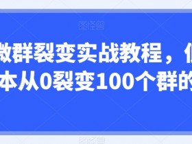 企微群裂变实战教程，低成本从0裂变100个群的