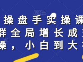 社群实操课程，社群全局增长成交实操，小白到大神