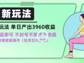 男粉新玩法小白一天也能有3960的收益，不违规不封号不限流，操作当天就能出单【揭秘】