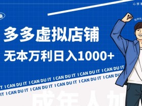 拼多多超神玩法！虚拟店铺无本入局日收1000+【揭秘】