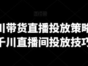 巨量千川带货直播投放策略，巨量千川直播间投放技巧