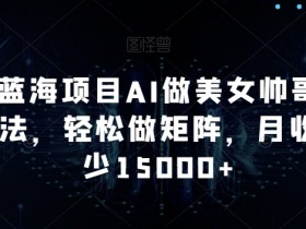 超级蓝海项目AI做美女帅哥的全新玩法，轻松做矩阵，月收入至少15000+【揭秘】