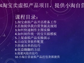 2024淘宝卖虚拟产品项目，提供小淘自营货源