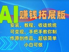AI赚钱拓展版，安装，教程，收徒统统可变现，手把手教你制作原创作品，超级简单，小白可做【揭秘】