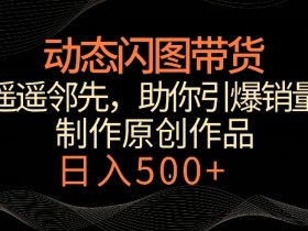 动态闪图带货，遥遥领先，冷门玩法，助你轻松引爆销量，日赚500+【揭秘】