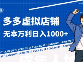 拼多多超神玩法！虚拟店铺无本入局日收1000+，不需要发货，不需要售后【揭秘】