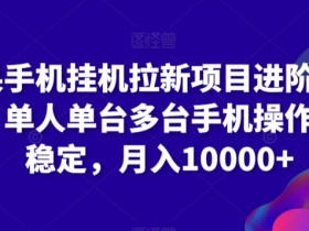 苹果手机挂机拉新项目进阶版模式，单人单台多台手机操作长期稳定，月入10000+【揭秘】