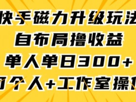 快手磁力升级玩法，自布局撸收益，单人单日300+，个人工作室均可操作【揭秘】
